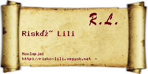 Riskó Lili névjegykártya